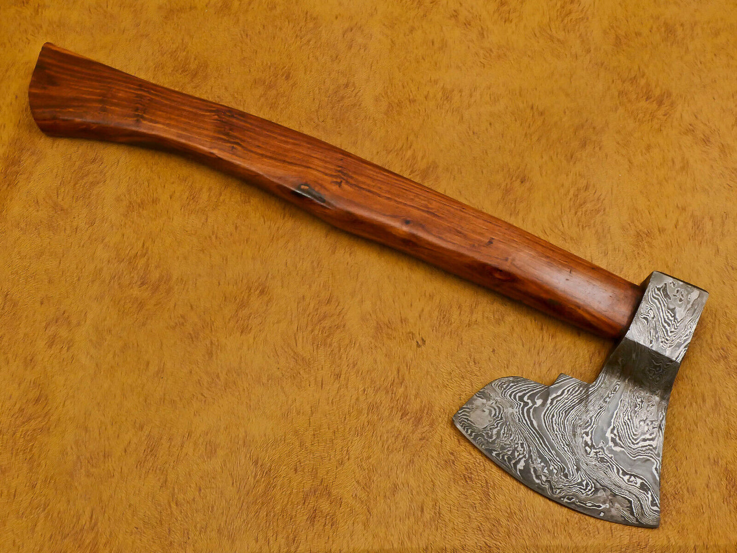 Handmade Damascus Viking Tomahawk Axe with Walnut Handle and Leather Sheath