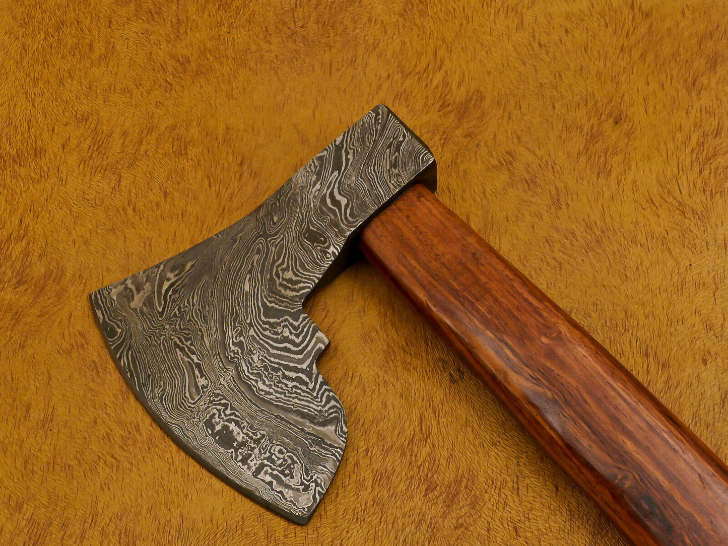 Handmade Damascus Viking Tomahawk Axe with Walnut Handle and Leather Sheath