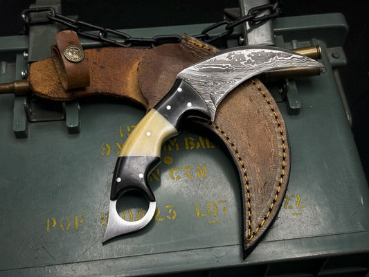 Handmade Damascus Karambit Knife Best Damascus Steel Karambit with Bone Handle