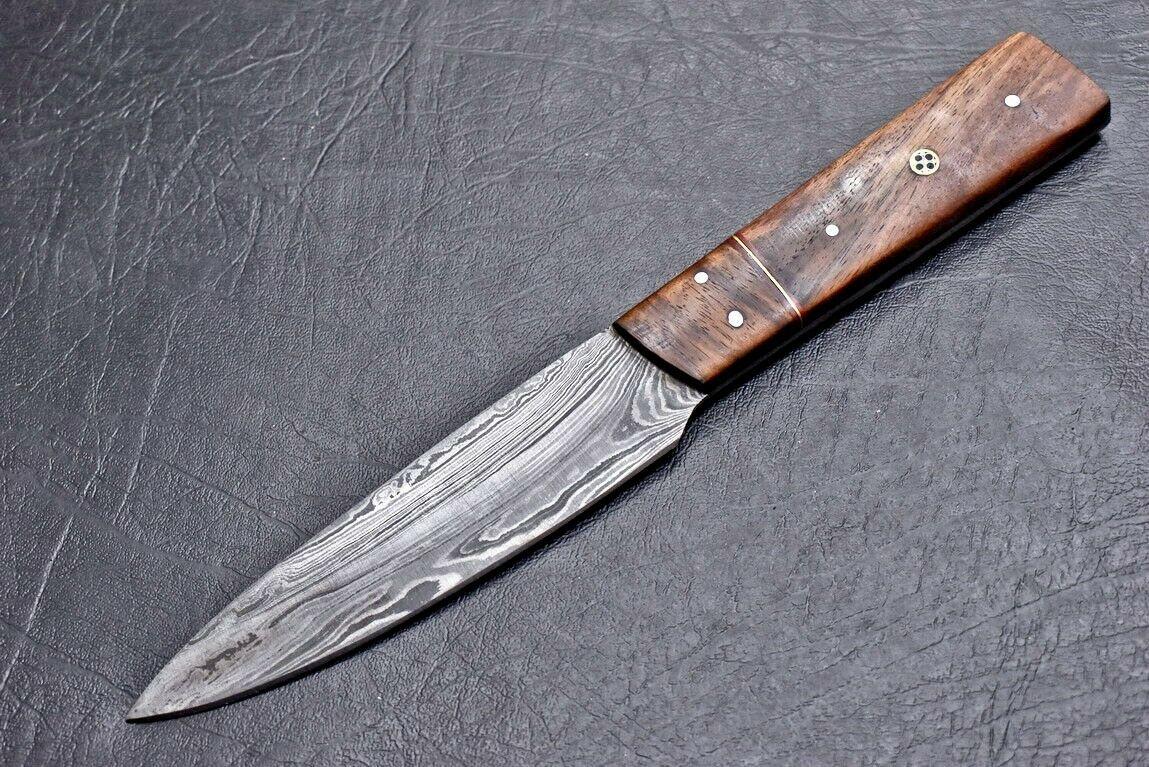 Custom Hand Made Damascus Steel Blade Chef Kitchen Knife with Wood Handle