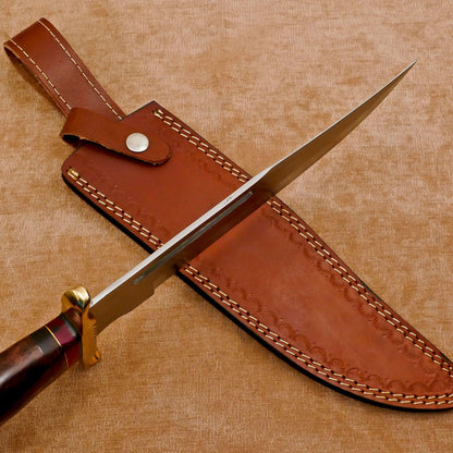 Handmade D2 Steel 12-Inch Clip Point Fixed Blade Bowie Hunting Knife with Sheath