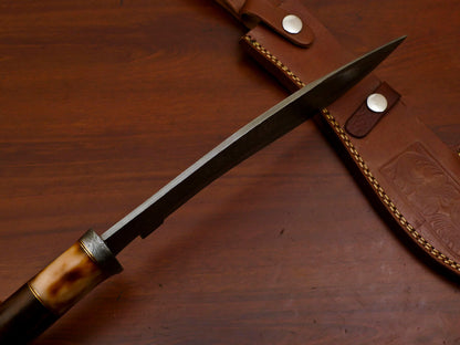 Heritage Forge 15" Damascus Bowie Knife with Stained Camel Bone Handle and Forged Guard