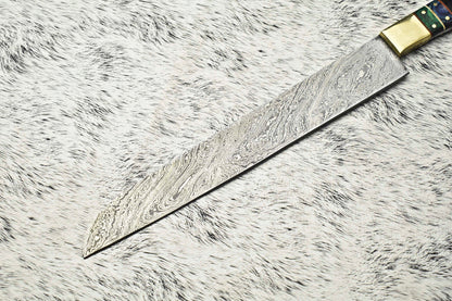 Cutlery Salvation Handmade Damascus Blade Kitchen Full Tang Chef Knife – 15" Oil Tempered, 384 Layer Damascus Steel