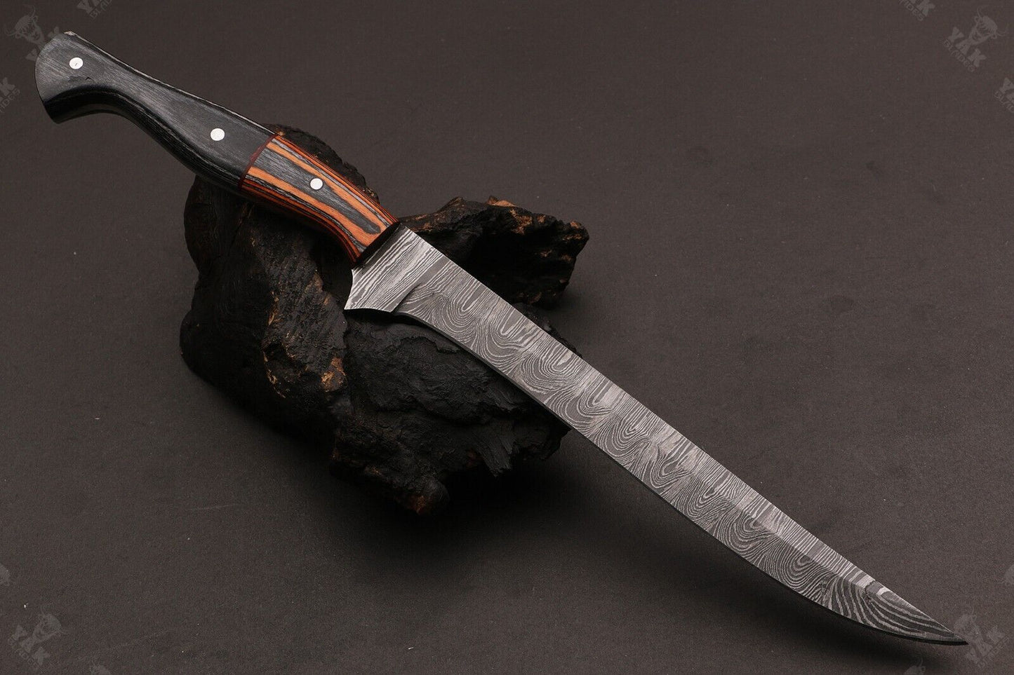 12" Custom Hand Forged Twist Damascus Fillet Knife Best Fillet Knife With Pakka Wood Handle