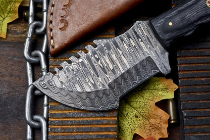 Forged Tracker Knife – Limited Edition Ladder Damascus Steel with Hardwood Handle for Survival & Bushcraft