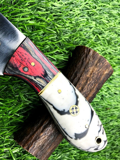 9" Handmade Stainless Steel Skinner Knife – Hunting & Survival Blade with Leather Sheath