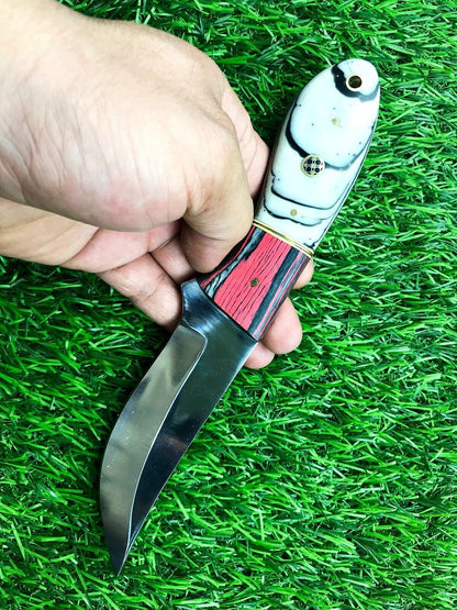 9" Handmade Stainless Steel Skinner Knife – Hunting & Survival Blade with Leather Sheath