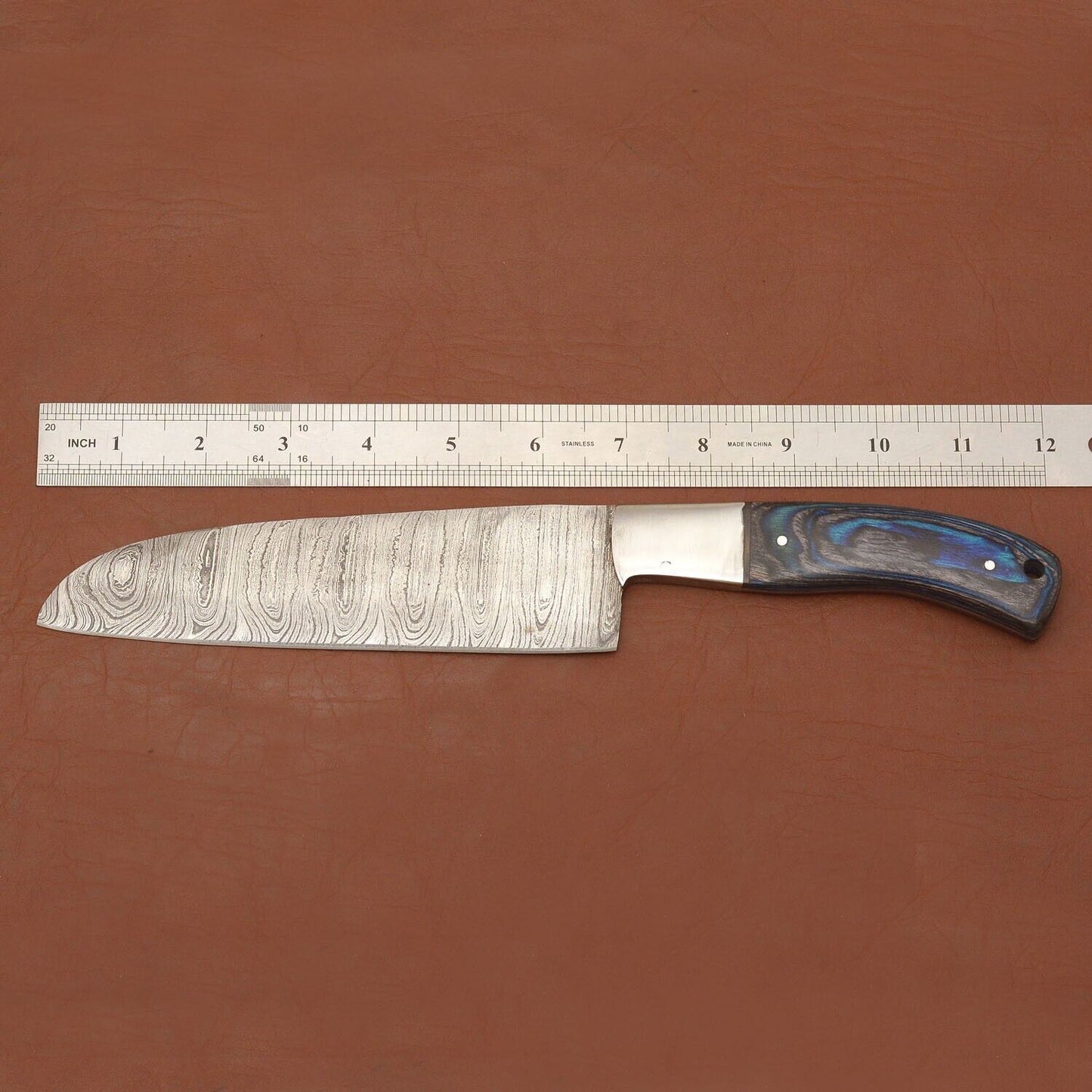 Chef Knife – Kitchen Knife with Full Tang Wood Handle & Leather Sheath