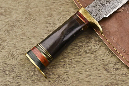 12.5" Damascus Bull Horn Butcher Bowie Knife Hunter's Edge