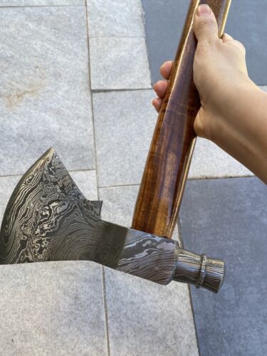 Handmade Damascus Steel Axe | Hand Forged Tomahawk with Integral Design – Hunting, Camping & Roofing Axe