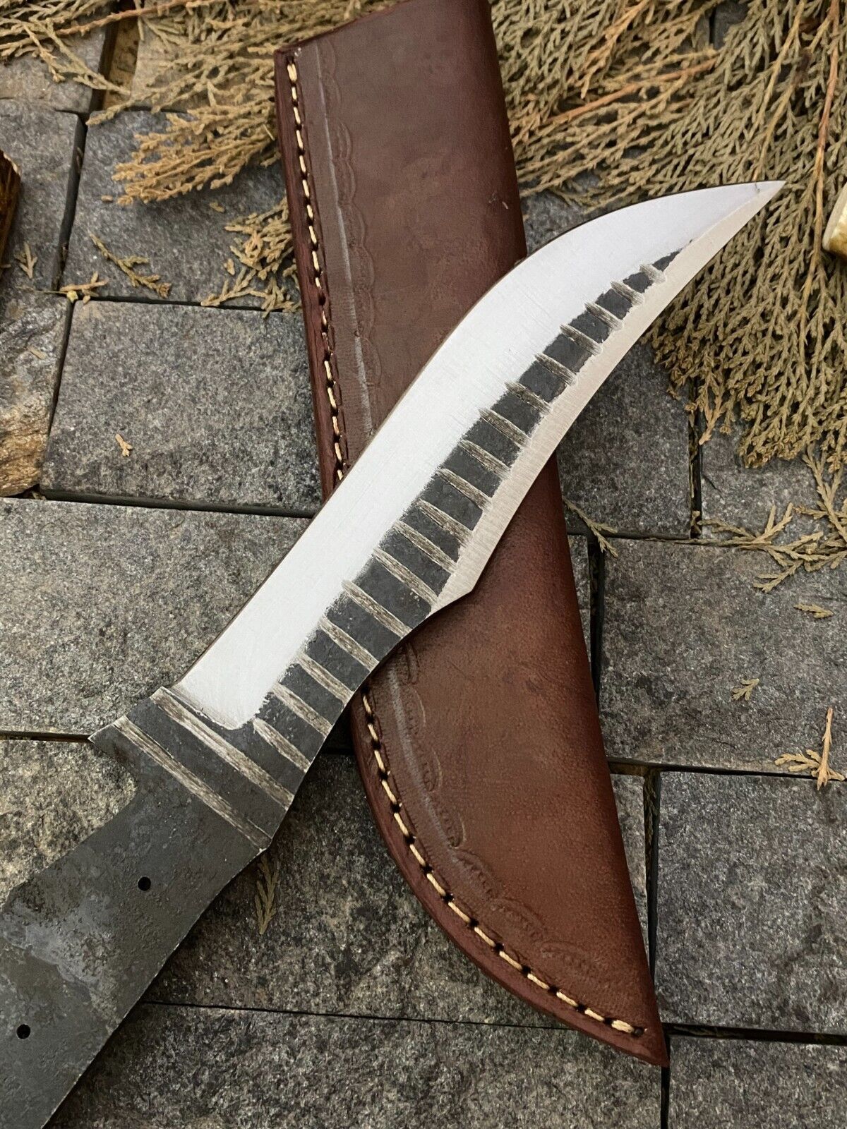 12 Inch Handmade D2 Steel Hunting Blank Blade Knife with High Polish Finish and Sheath
