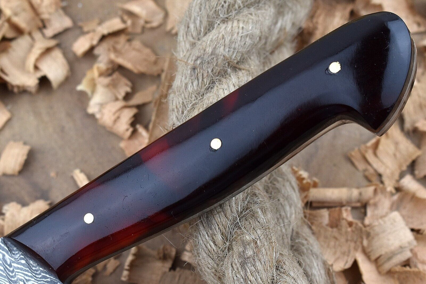 Custom Handmade Forged Damascus Steel Kitchen Chef Knife – Red & Black Resin Handle