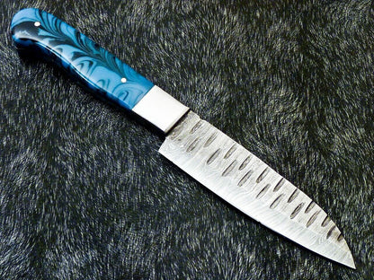 10" Custom Hand Forged Damascus Steel Chef Knife Kitchen Knife with Resin Handle