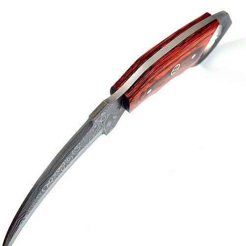 8" Custom Damascus Karambit Knife Damascus Steel Knife with Sheath and Pakkawood Handle