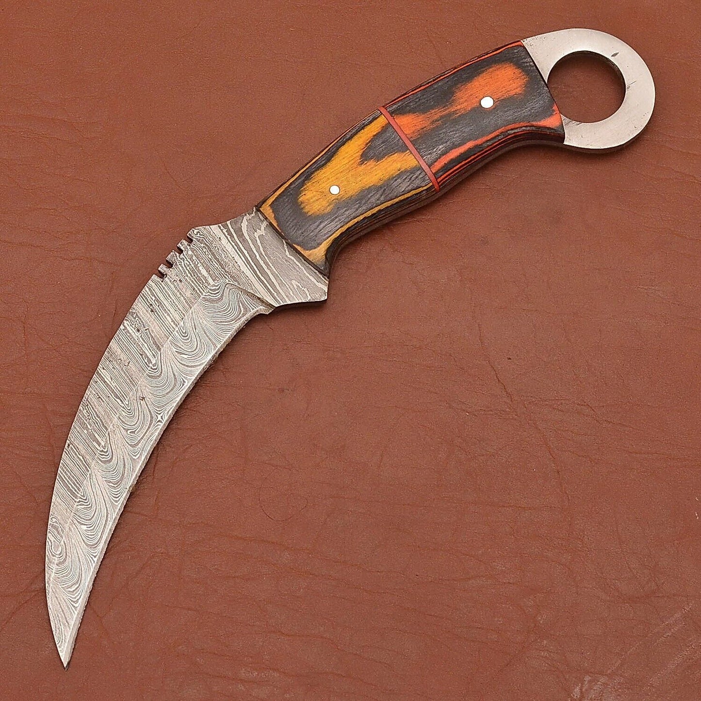 Handmade Best Karambit 9” Damascus Steel  Karambit Knife With Wood Handle