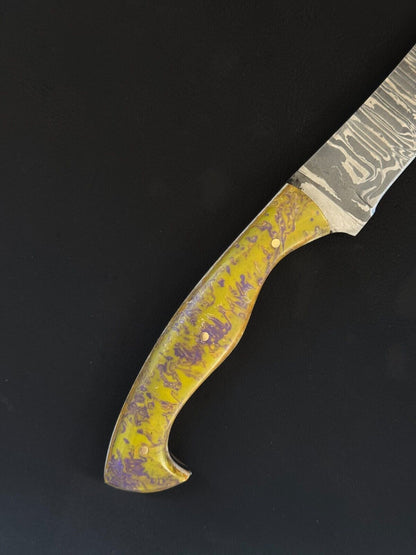 13" Damascus Fillet Knife Damascus Steel Fillet Knife for Kitchen With Resin Handle & Sheath