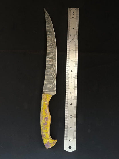 13" Damascus Fillet Knife Damascus Steel Fillet Knife for Kitchen With Resin Handle & Sheath