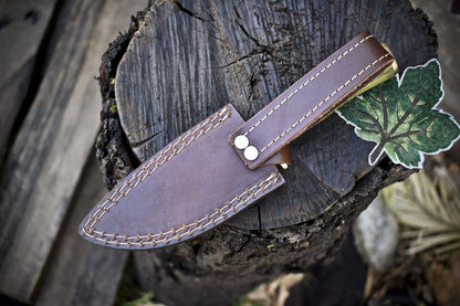 Custom Gut Hook Skinner Knife with Twist Damascus Blade and Hardwood Handle – Handmade Hunting Knife Gift