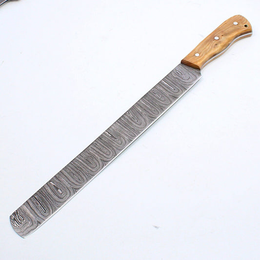 17" Custom Handmade Twist Damascus Steel Brisket Fillet Chef Knive