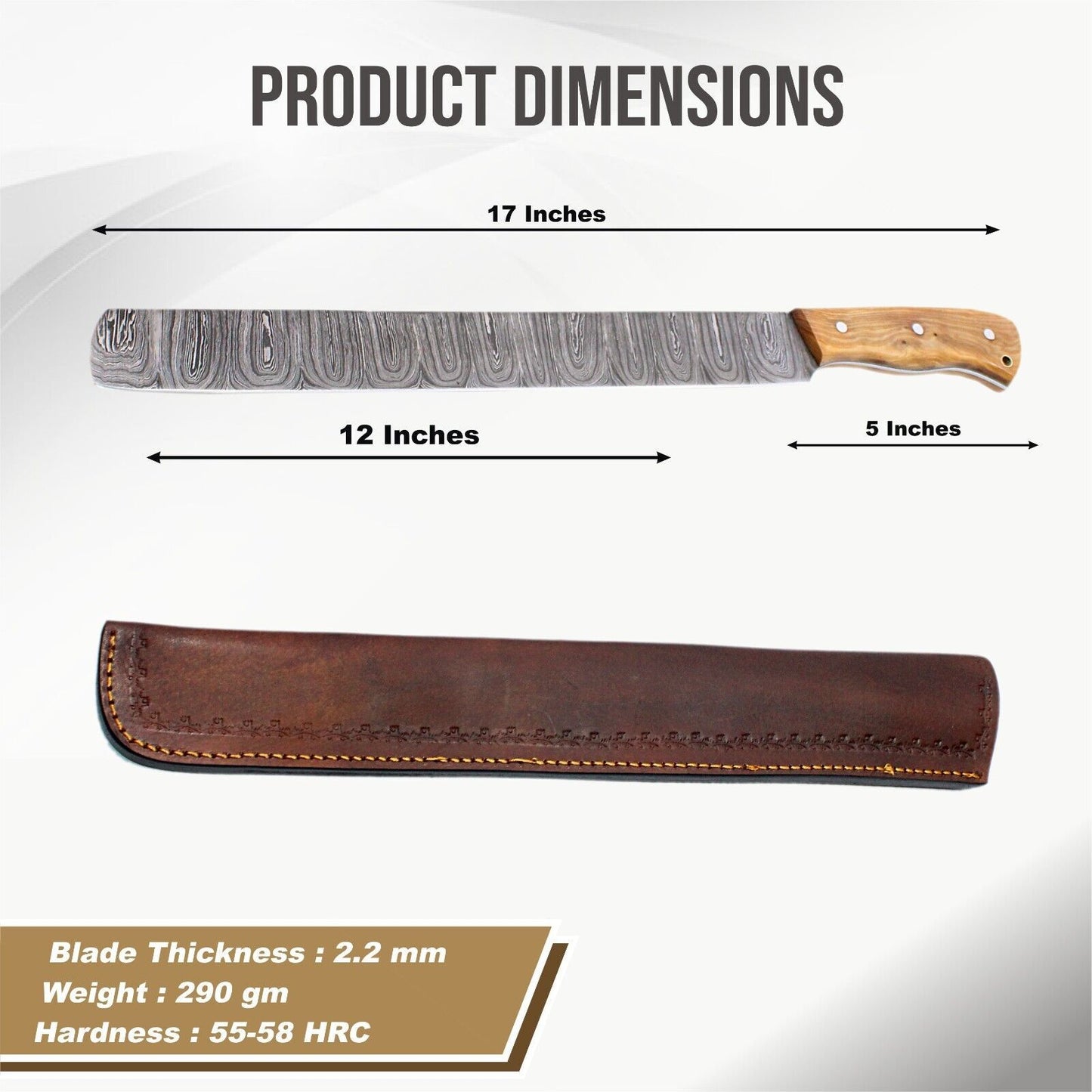 17" Custom Handmade Twist Damascus Steel Brisket Fillet Chef Knive