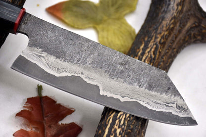 Custom Hammered San Mai Damascus Steel Chef Knife – Handmade with Walnut Handle