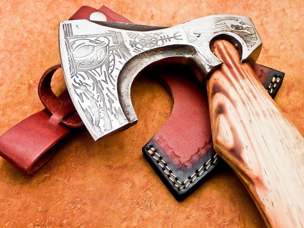 Hand Forged Steel Viking Bearded Camping Hatchet Tomahawk Axe