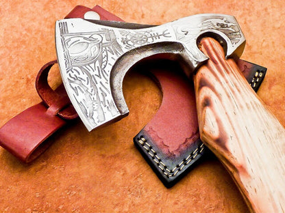 Hand Forged Steel Viking Bearded Camping Hatchet Tomahawk Axe