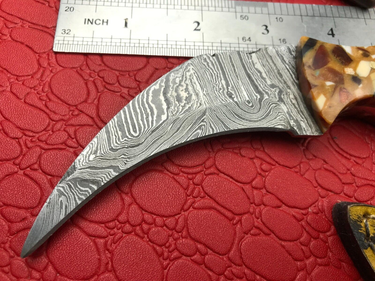 Hand Forged Damascus Karambit Knife Full Tang Karambit Damascus Steel With Resin Handle