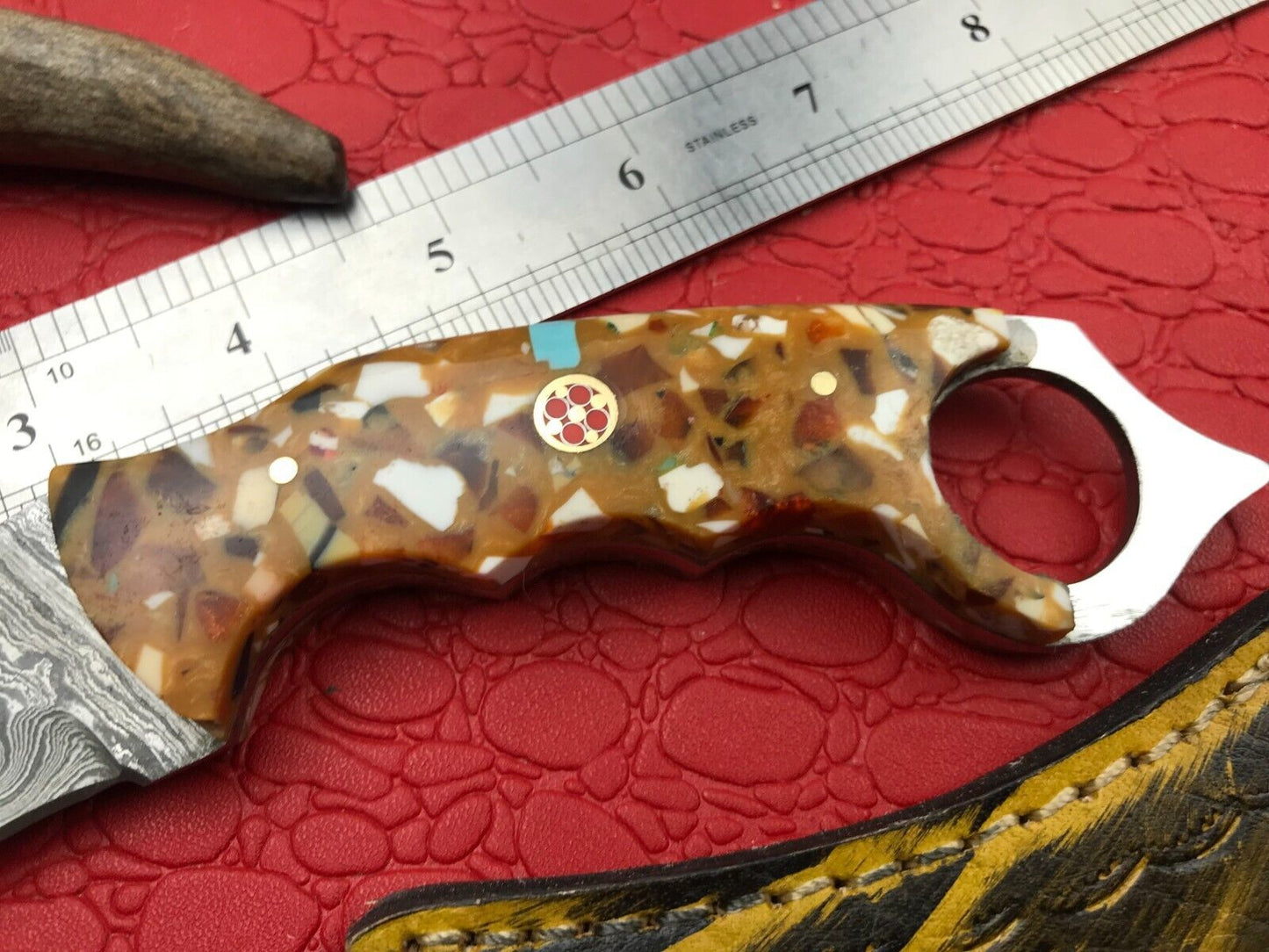 Hand Forged Damascus Karambit Knife Full Tang Karambit Damascus Steel With Resin Handle