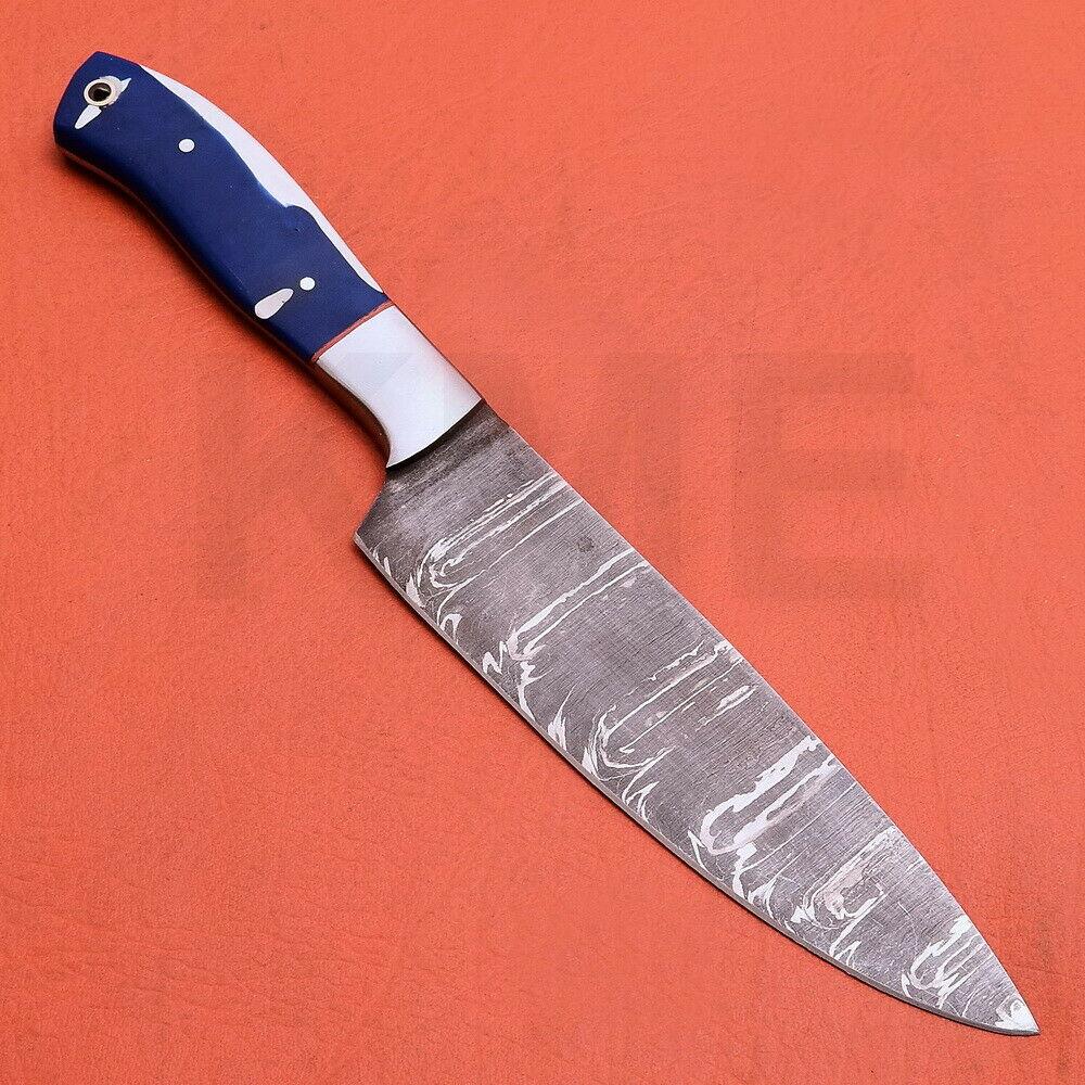 Handmade Damascus Steel Kitchen Chef Knife with Resin Art Handle | Full Tang Blade