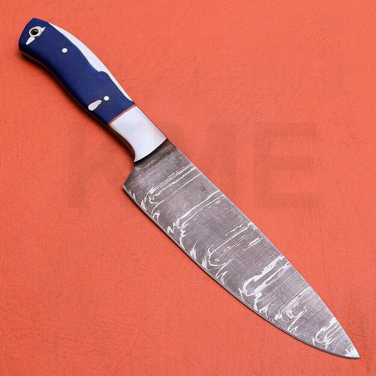 Handmade Damascus Steel Kitchen Chef Knife with Resin Art Handle | Full Tang Blade