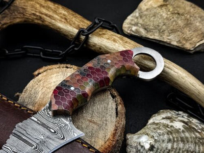 Handmade 8” Damascus Karambit Knife Best Karambit Knife Resin Handle