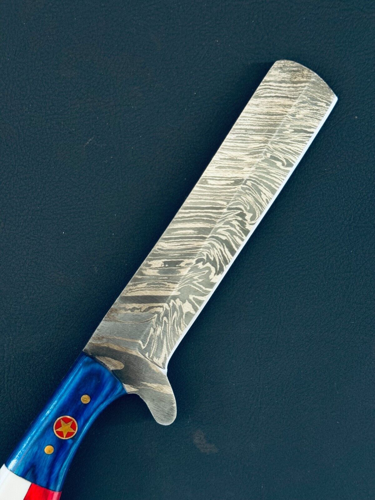 12" Cowboy Bull Cutter Knife Fire Storm Damascus Steel Bull Cutter Knife With Mix Material Handle