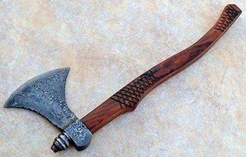 Custom Handmade Damascus Steel Hunting Axe – Twist Pattern Blade with Walnut Wood Handle