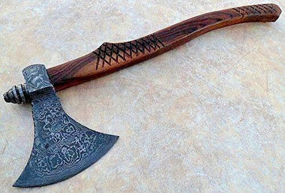 Custom Handmade Damascus Steel Hunting Axe – Twist Pattern Blade with Walnut Wood Handle