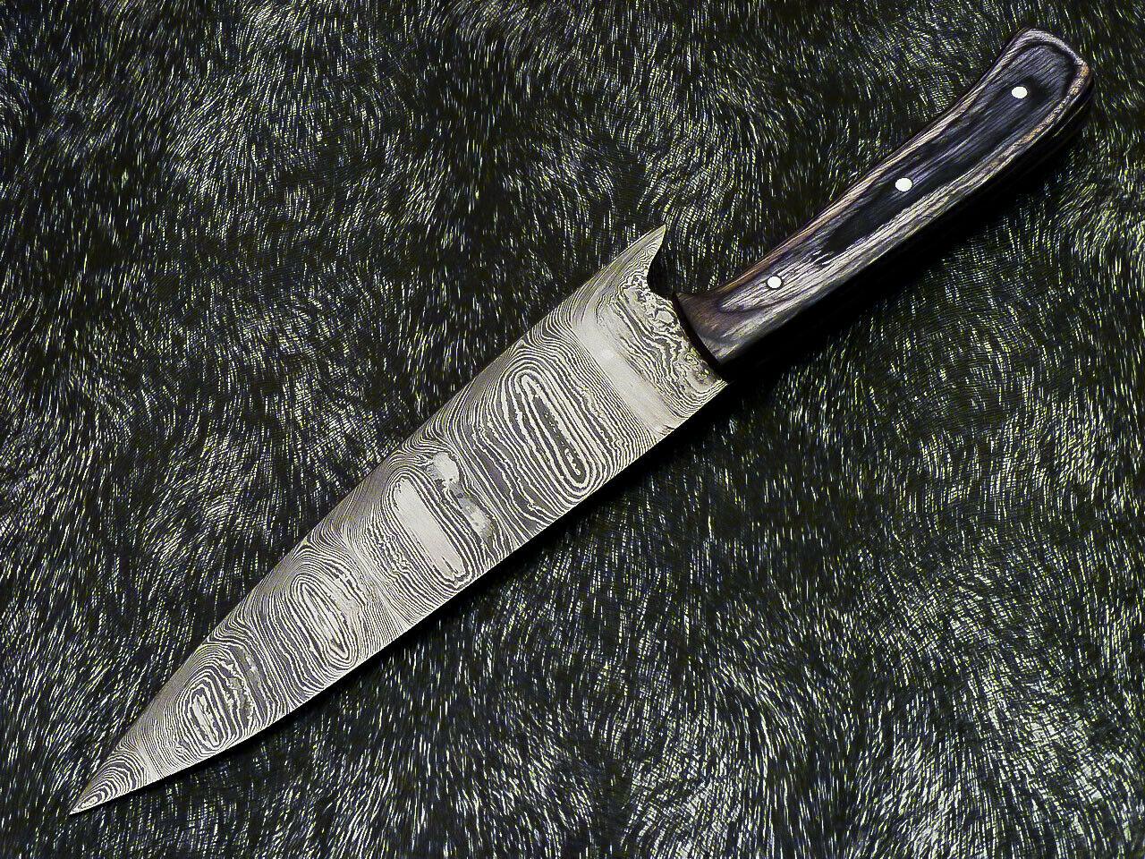12" Hand Forged Damascus Steel Chef Knife | Professional Kitchen Knife Hard Wood Handle
