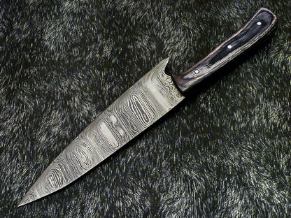 12" Hand Forged Damascus Steel Chef Knife | Professional Kitchen Knife Hard Wood Handle