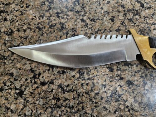 Handmade D2 Steel Bowie Hunting Knife | Brass Handle Full Tang 12"