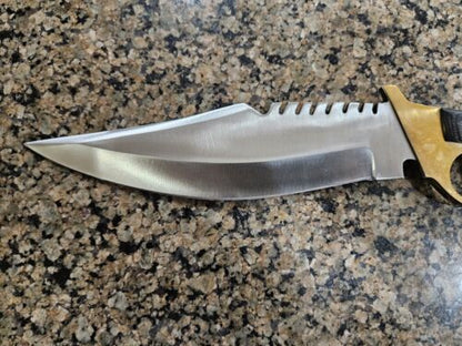 Handmade D2 Steel Bowie Hunting Knife | Brass Handle Full Tang 12"
