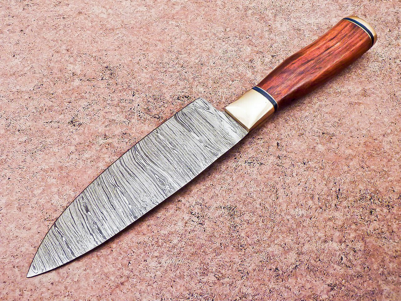 13 Inch Damascus Steel Chef Knife – Handmade Kitchen Knife with Wooden Handle