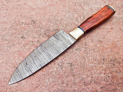 13 Inch Damascus Steel Chef Knife – Handmade Kitchen Knife with Wooden Handle