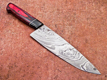 13" Professional Chef Knife | Handmade Damascus Blade Kitchen Knife with Wood Handle