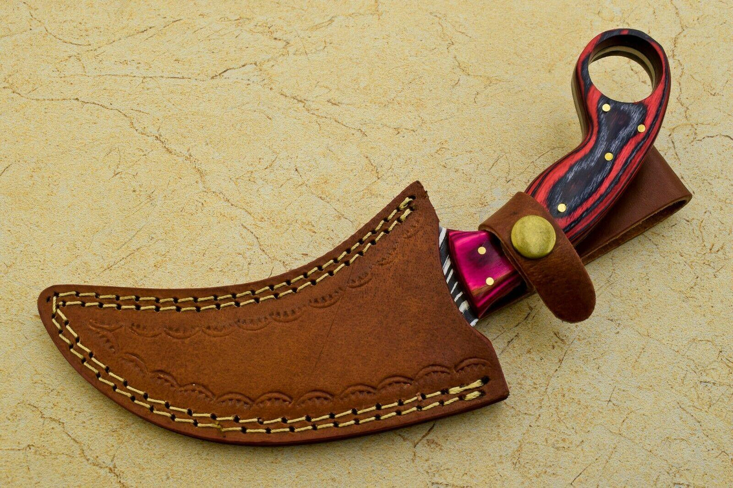 Handmade Damascus Karambit Full Tang Karambit Damascus Steel Knife With Wood Handle