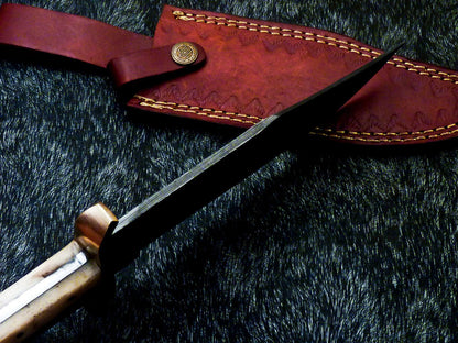 12" Damascus Full Tang Bowie Knife – Texas Flag Handle