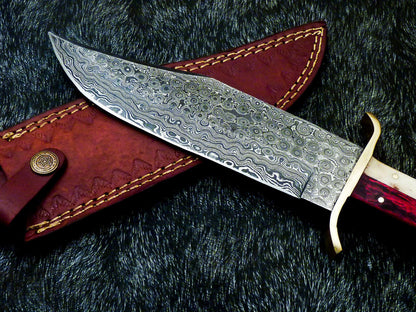 12" Damascus Full Tang Bowie Knife – Texas Flag Handle