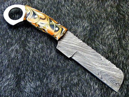 Best 10" Best Damascus Steel Bull Cutter Knife Custom Cowboy Bull Knife with Resin Handle