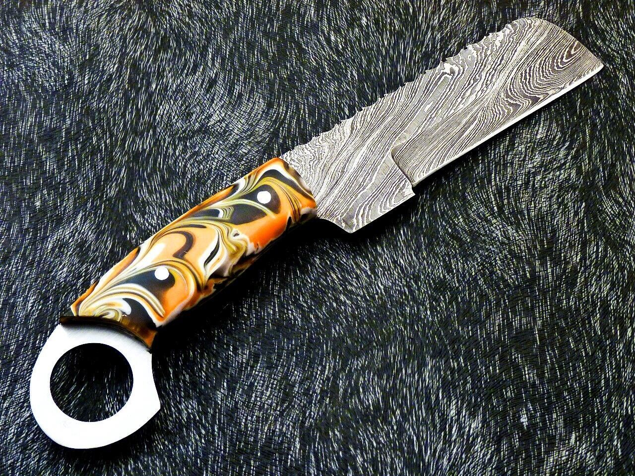 Best 10" Best Damascus Steel Bull Cutter Knife Custom Cowboy Bull Knife with Resin Handle