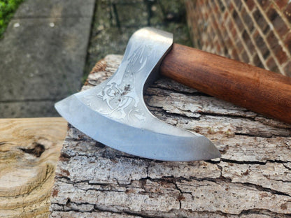 Cutlery Carbon Steel Viking Axe with Wooden Handle – Handmade Knife Axe