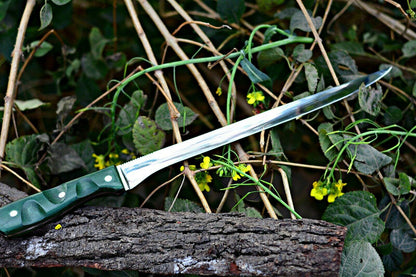Custom High Carbon Steel Fillet Knife Green Micarta Handle & Leather Sheath Best Fillet Knife