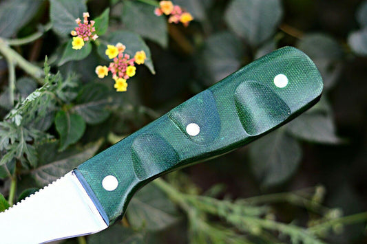 Custom High Carbon Steel Fillet Knife Green Micarta Handle & Leather Sheath Best Fillet Knife